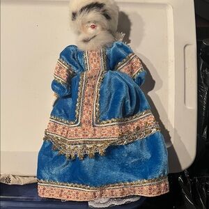 Traditional Blue Doll with Fur Hat